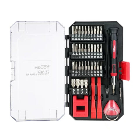 Hyper Tough 77 Piece Precision Tool Kit with Magnetic Screwdriver, Standard Size Bits, and Case, New Condition Hyper Tough 77 Piece Precision Tool Kit with Magnetic Screwdriver, Standard Size Bits, and Case, New Condition