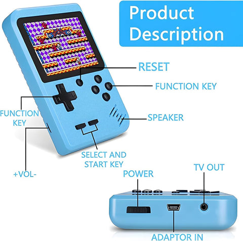 Retro Handheld Game Console with 400 Classical FC Games-3.0 Inches Screen Portable Video Game Consoles with Protective Shell-Handheld Video Games Support for Connecting TV & Two Players (Blue) Retro Handheld Game Console with 400 Classical FC Games-3.0 Inches Screen Portable Video Game Consoles with Protective Shell-Handheld Video Games Support for Connecting TV & Two Players (Blue)