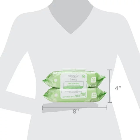 Equate Beauty Exfoliating Wet Cleansing Make up Remover Facial Wipe, Twin Pack 100 Count Equate Beauty Exfoliating Wet Cleansing Make up Remover Facial Wipe, Twin Pack 100 Count