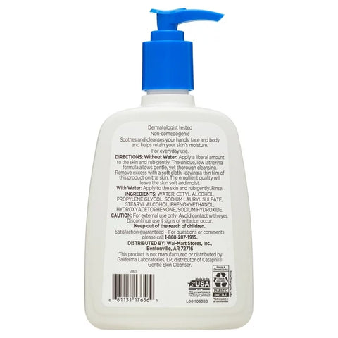 Equate Beauty Gentle Skin Cleanser bottle backside  Equate Beauty Gentle Skin Cleanser bottle backside