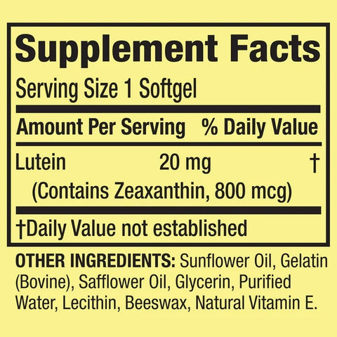 Spring Valley Lutein with Zeaxanthin Softgels, 20mg, 90 Count