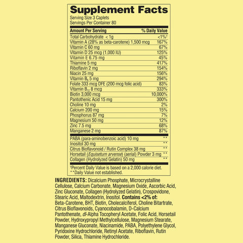 Spring Valley Hair, Skin & Nails Caplets Dietary Supplement, 240 Count