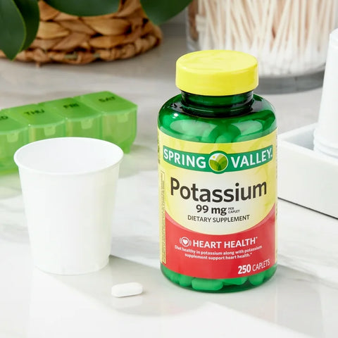 Spring Valley Potassium Heart Health Dietary Supplement Caplets, 99 mg, 250 Count