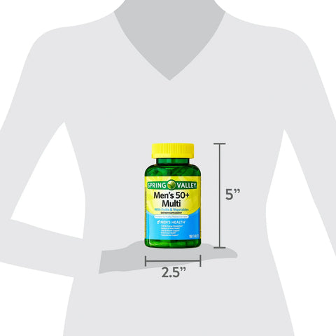 Spring Valley Men's 50+ Multi Tablets, 150 Count – Daily Multivitamin for Men Over 50