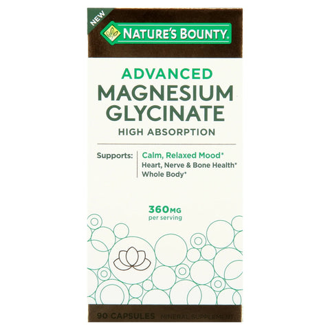 Nature’s Bounty Advanced Magnesium Glycinate Supplement, 360mg, 90 Ct