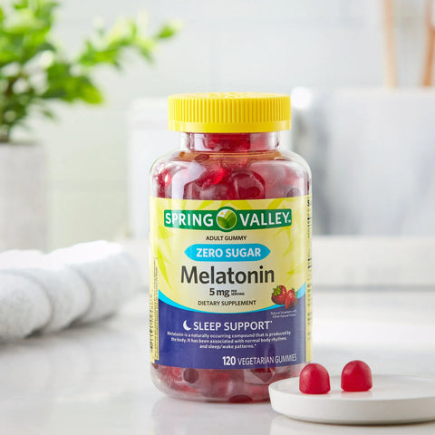 Spring Valley Zero Sugar Melatonin Sleep Support Gummies, 5 mg, 120 Count - Vegetarian & Sugar-Free