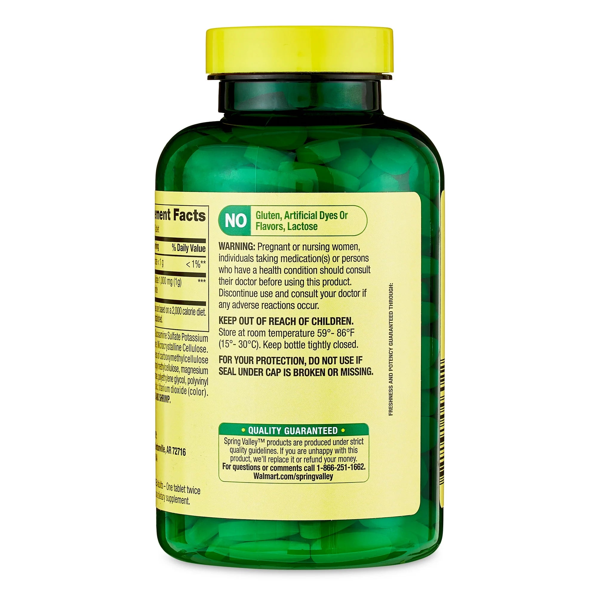 Spring Valley Potassium Spring Valley Glucosamine Sulfate Potassium Chloride Tablets, 1,000 mg ...