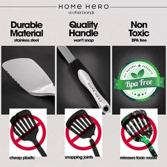 Home Hero - Kitchen Utensils - Cooking Utensils Set - Nonstick Cookware Set - Dishwasher safe - 41 Pcs, Silver