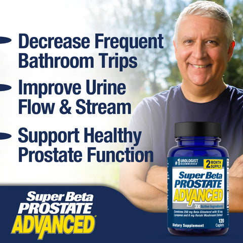 Super Beta Prostate Advanced Male Supplement with Beta-Sitosterol – 120 Caplets, 60 Servings