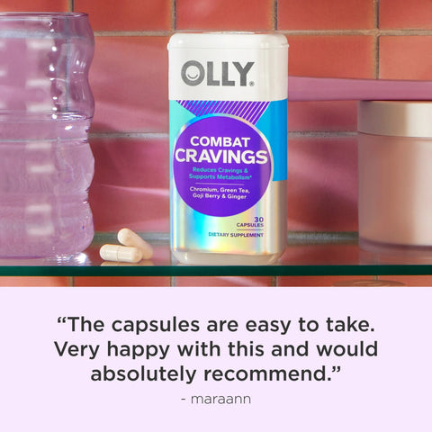 OLLY Combat Cravings, Metabolism Support Supplement with Chromium & Green Tea Extract, 30 Capsules