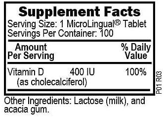 Superior Source Vitamin D3 400IU - Immune, Bone & Brain Support, Fast-Dissolving MicroLingual Tablets, 100 Count