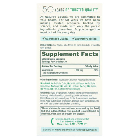 Nature’s Bounty Advanced Magnesium Glycinate Supplement, 360mg, 90 Ct