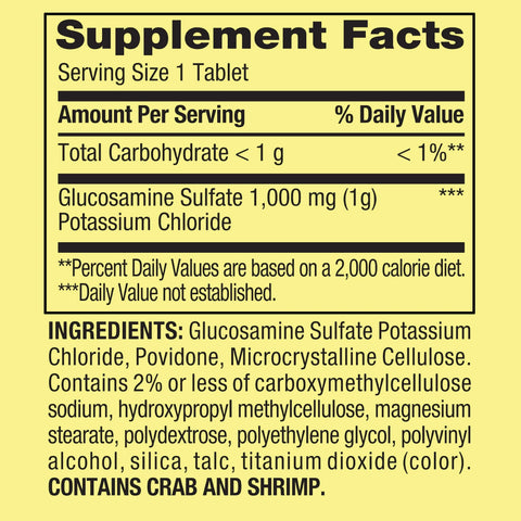 Spring Valley Glucosamine Sulfate Potassium Chloride Tablets, 1,000 mg, 200 Count - Joint Health Support Supplement