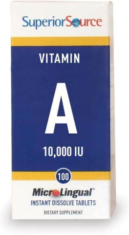 Superior Source Vitamin A 10,000 IU, Quick Dissolve MicroLingual Tablets, 100 Ct, Supports Vision & Immune Health