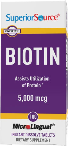 Superior Source Biotin 10,000 mcg - Quick Dissolve Tablets for Hair, Skin & Nail Health, Non-GMO, 60 Count