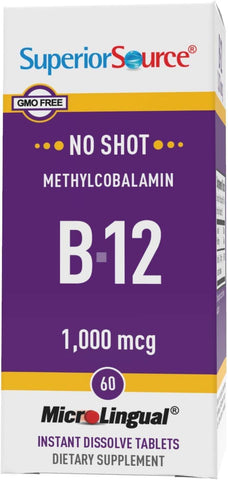 Superior Source Vitamin B12 1,000 mcg, Fast Dissolving, Non-GMO, Gluten-Free - 60 Tablets