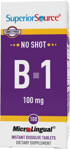 Superior Source Vitamin B1 (Thiamin), 100 mg, Under The Tongue Quick Dissolve MicroLingual Tablets, 100 Count, Increased Metabolism and Energy Production, Nervous System Support