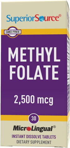 Superior Source Methylfolate 5-MTHF 2,500 mcg, Quick Dissolve Microlingual Tablets for Heart Health & Prenatal, 30 Ct