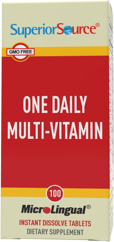 Superior Source One Daily Multi-Vitamin, Quick Dissolve MicroLingual Tablets, 100 Ct | Vitamins A, C, D3, E, B12 & B Complex | Stress, Heart & Immune Support | Non-GMO, Gluten-Free, Made in USA