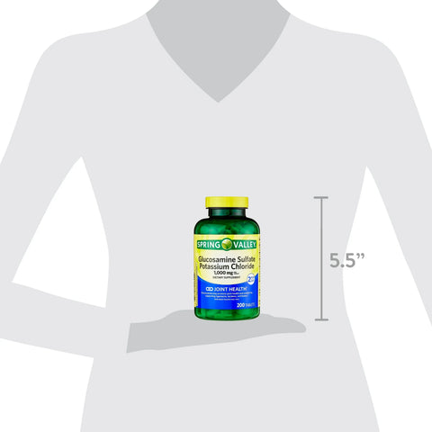 Spring Valley Glucosamine Sulfate Potassium Chloride Tablets, 1,000 mg, 200 Count - Joint Health Support Supplement