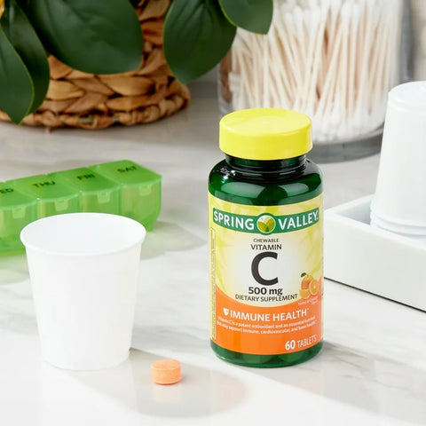 Spring Valley Vitamin C Chewable Tablets, Orange Flavor, 500 mg, 60 Count