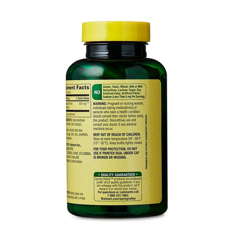 Spring Valley Ashwagandha Root Powder General Wellness Dietary Supplement Vegetarian Capsules, 500 mg, 60 Count