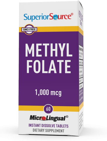 Superior Source Methylfolate 5-MTHF 1000 mcg, Quick Dissolve MicroLingual Tablets, 60 Ct, Non-GMO, Gluten-Free