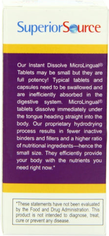 Superior Source No Shot Vitamin B12 1000 mcg, B6, Folic Acid, Quick Dissolve Tablets, Energy, Heart, Stress Support