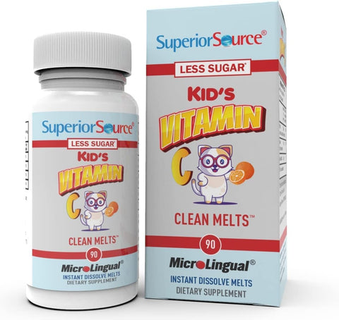 Superior Source Kid’s Vitamin C 125mg, Clean Melts, Quick Dissolve Tablets, Immune Support, Non-GMO, 90 Ct, Orange