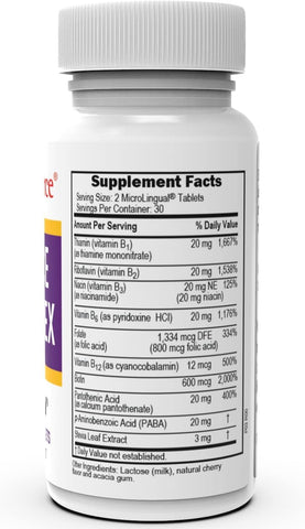 Superior Source B Complex with Folic Acid & Biotin | Instant Dissolve MicroLingual Tablets | Energy & Heart Support | 60 Ct