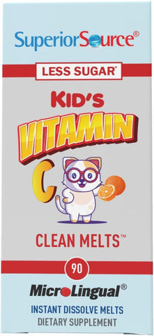 Superior Source Kid’s Vitamin C 125mg, Clean Melts, Quick Dissolve Tablets, Immune Support, Non-GMO, 90 Ct, Orange