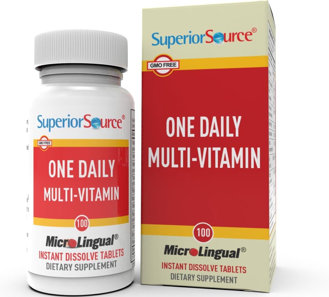 Superior Source One Daily Multi-Vitamin, Quick Dissolve MicroLingual Tablets, 100 Ct | Vitamins A, C, D3, E, B12 & B Complex | Stress, Heart & Immune Support | Non-GMO, Gluten-Free, Made in USA