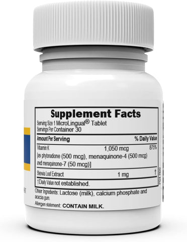 Superior Source Triple K 3-in-1 Vitamin K Supplement, MK-4, MK-7, & K1, 500 mcg, 30 Quick Dissolve MicroLingual Tablets – Healthy Bones, Arteries, Immune & Cardiovascular Support, Non-GMO, Gluten-Free