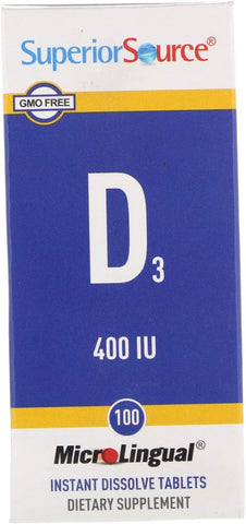Superior Source Vitamin D3 400IU - Immune, Bone & Brain Support, Fast-Dissolving MicroLingual Tablets, 100 Count