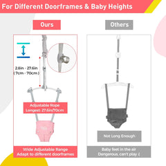 FUNLIO Pink Baby Door Jumper for 6-24 Months (with Door Clamp), Baby Jumper Doorway with Strong Spring & Adjustable Strap, Portable Infant Door Bouncer, Bearing 40 Lbs, CPC & CE Certified