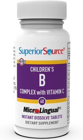 Superior Source Child B-Complex Vitamins - 60 Dissolvable Tablets for Energy, Immune Support & Heart Health, Gluten-Free