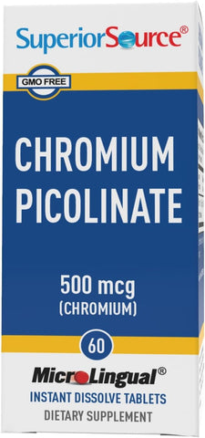 Superior Source Chromium 500 mcg MicroLingual Tablets, 100 Count – Supports Healthy Metabolism & Blood Sugar