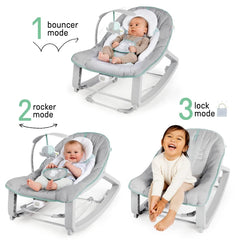 Ingenuity Keep Cozy 3-in-1 Grow with Me Vibrating Baby Bouncer, Seat & Infant to Toddler Rocker, Vibrations & -Toy Bar, 0-30 Months Up to 40 lbs (Weaver)