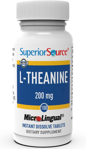 Superior Source L-Theanine 200 mg, 100 Ct, Instant Dissolve Sleep Support Tablets