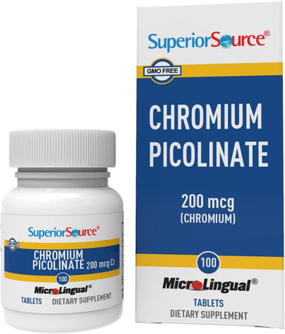 Superior Source Chromium 200 mcg Quick Dissolve Tablets, 100 Count – Supports Healthy Metabolism & Blood Sugar