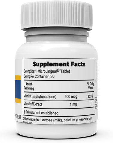 Superior Source Vitamin K1 500mcg MicroLingual Tablets - Supports Healthy Bones, Arteries, & Blood Health - 100 Tablets