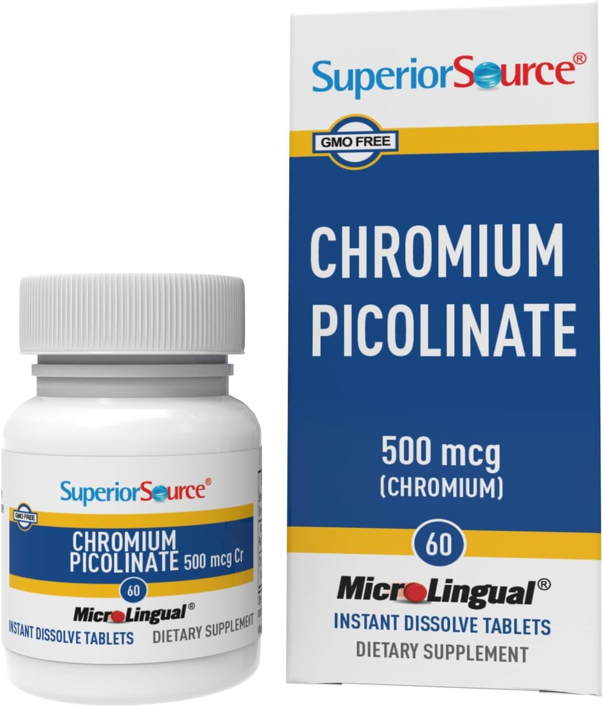 Superior Source Chromium 500 mcg MicroLingual Tablets, 100 Count – Supports Healthy Metabolism & Blood Sugar