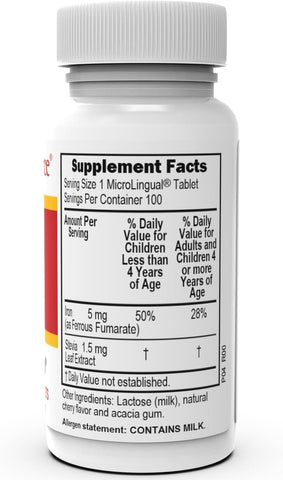 Superior Source Children's Iron 5mg MicroLingual Tablets, 100 Count - Non-GMO, Gluten-Free, Supports Red Blood Cells