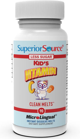 Superior Source Kid’s Vitamin C 125mg, Clean Melts, Quick Dissolve Tablets, Immune Support, Non-GMO, 90 Ct, Orange