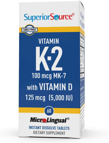 Superior Source K2 (MK-7) 100 mcg with D3 (5000 IU) Supplement