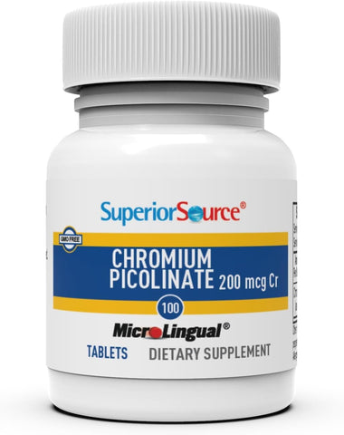Superior Source Chromium 200 mcg Quick Dissolve Tablets, 100 Count – Supports Healthy Metabolism & Blood Sugar