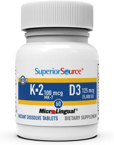 Superior Source K2 (MK-7) 100 mcg with D3 (5000 IU) Supplement