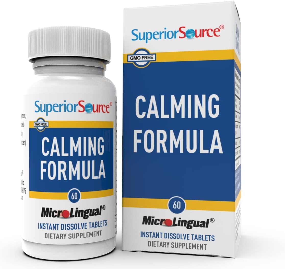 Superior Source Calming Formula, L-Theanine, Melatonin & 5-HTP, Quick Dissolve MicroLingual Tablets, 60 Ct