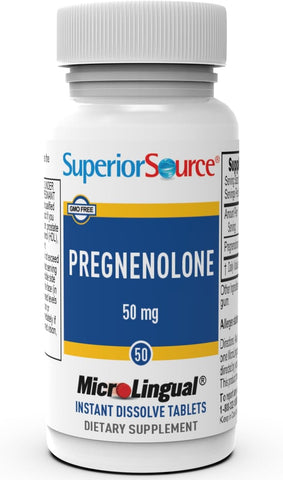 Superior Source Pregnenolone 50 mg MicroLingual Tablets – Quick Dissolve for Memory, Immune Support & Hormone Balance, 50 Count