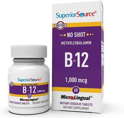 Superior Source Vitamin B12 1,000 mcg, Fast Dissolving, Non-GMO, Gluten-Free - 60 Tablets